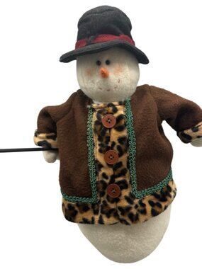 Vintage Artisan Flair Inc. Snowman Plush Decoration Brown Felt Coat 16" READ